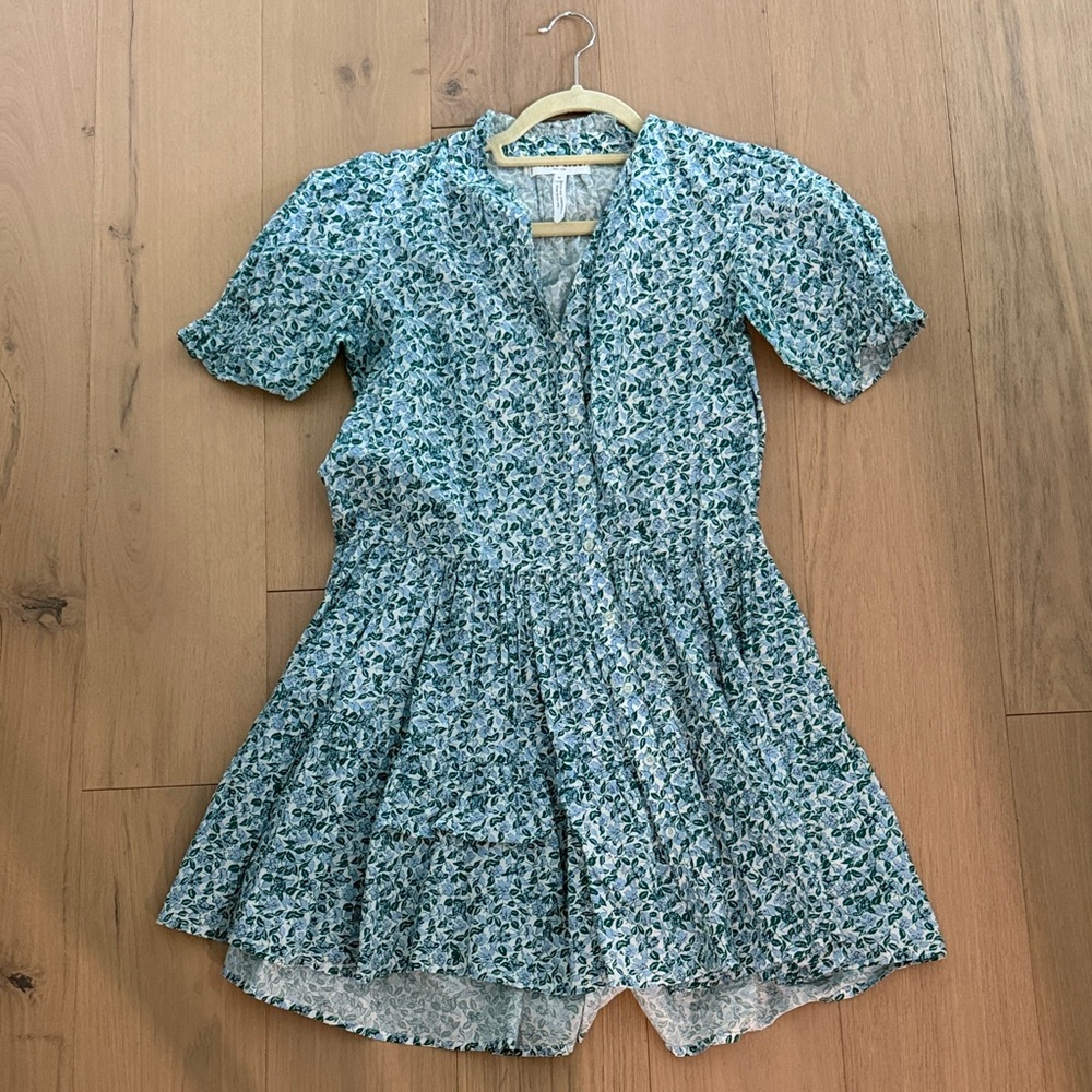 Floral Blue and Green Kids Dress